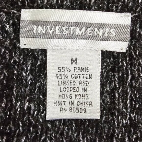 Investments Ramie Blend Marled Knit Zip Front Sweater Vest Sz M - Picture 5 of 6